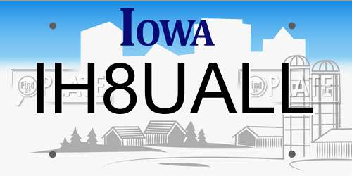 IH8UALL Iowa License Plate