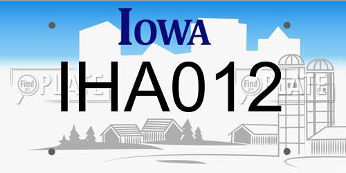 IHA012 Iowa License Plate