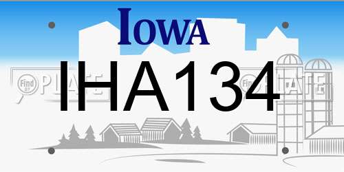 IHA134 Iowa License Plate