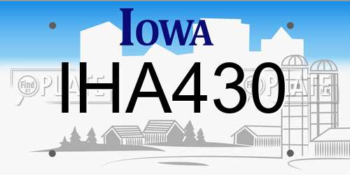 IHA430 Iowa License Plate