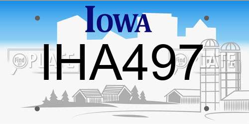 IHA497 Iowa License Plate