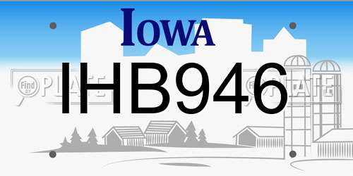 IHB946 Iowa License Plate