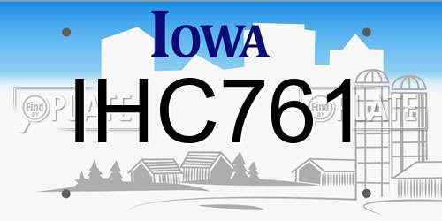 IHC761 Iowa License Plate