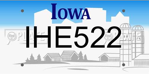IHE522 Iowa License Plate
