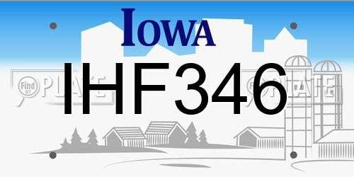 IHF346 Iowa License Plate