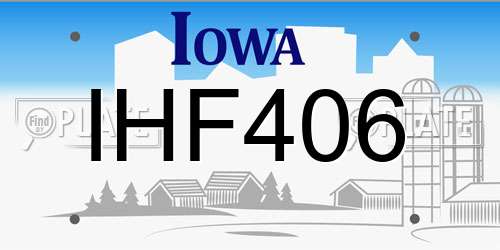 IHF406 Iowa License Plate