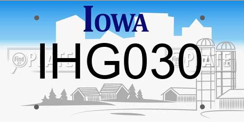 IHG030 Iowa License Plate