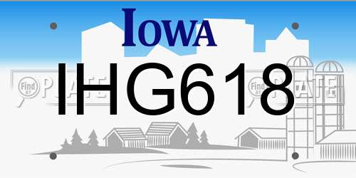 IHG618 Iowa License Plate