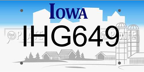 IHG649 Iowa License Plate