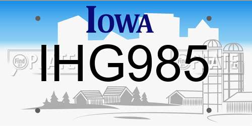IHG985 Iowa License Plate