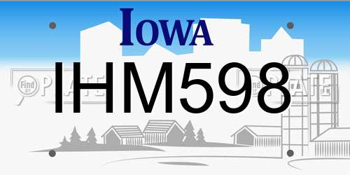 IHM598 Iowa License Plate