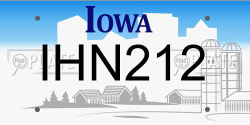 IHN212 Iowa License Plate
