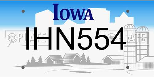 IHN554 Iowa License Plate