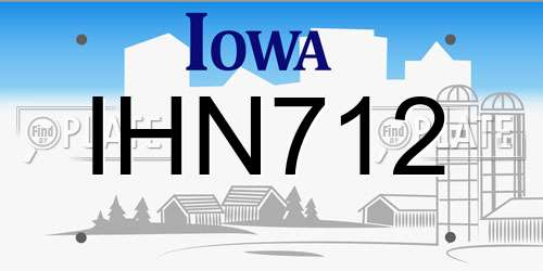 IHN712 Iowa License Plate