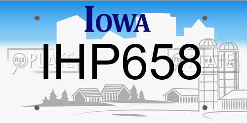 IHP658 Iowa License Plate