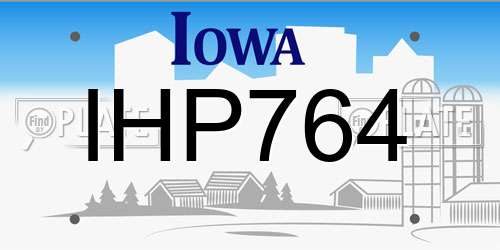 IHP764 Iowa License Plate
