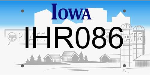 IHR086 Iowa License Plate