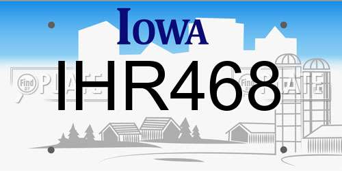 IHR468 Iowa License Plate