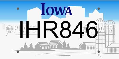 IHR846 Iowa License Plate