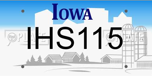 IHS115 Iowa License Plate