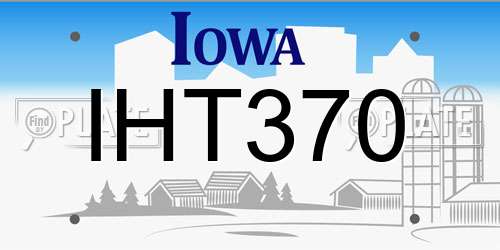 IHT370 Iowa License Plate