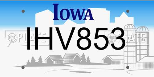 IHV853 Iowa License Plate