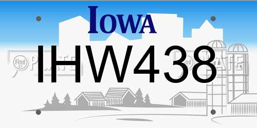 IHW438 Iowa License Plate