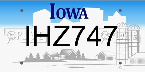 IHZ747 Iowa License Plate