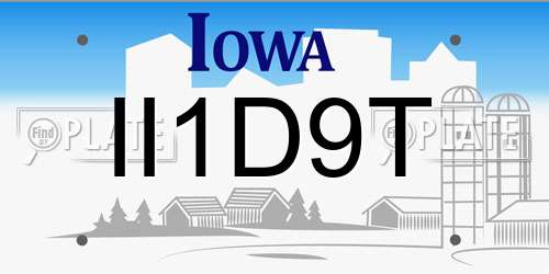 II1D9T Iowa License Plate