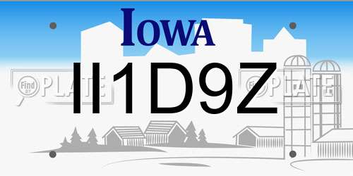 II1D9Z Iowa License Plate