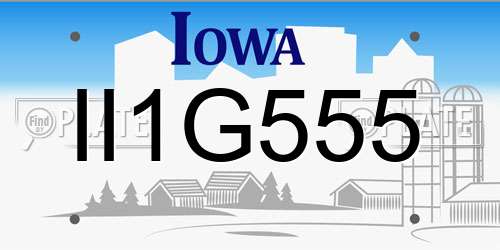 II1G555 Iowa License Plate