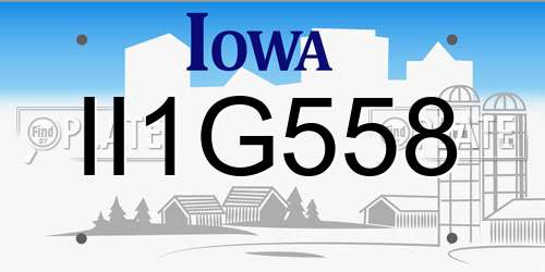 II1G558 Iowa License Plate