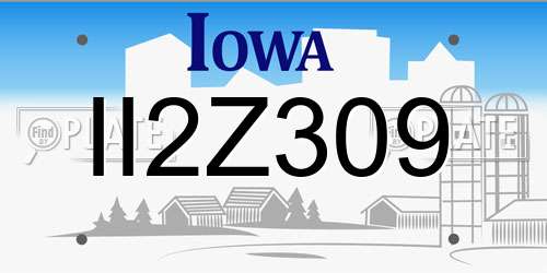 II2Z309 Iowa License Plate
