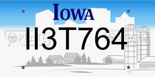 II3T764 Iowa License Plate
