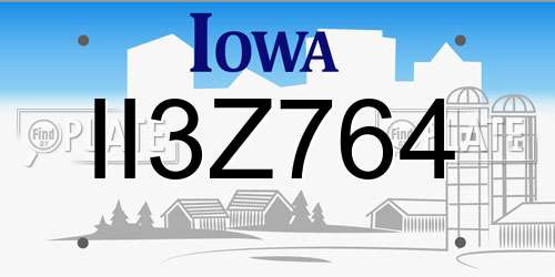 II3Z764 Iowa License Plate
