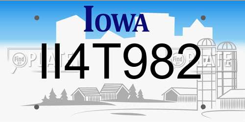 II4T982 Iowa License Plate