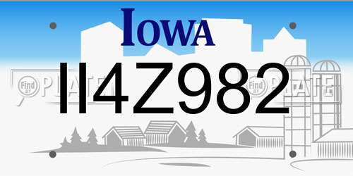 II4Z982 Iowa License Plate