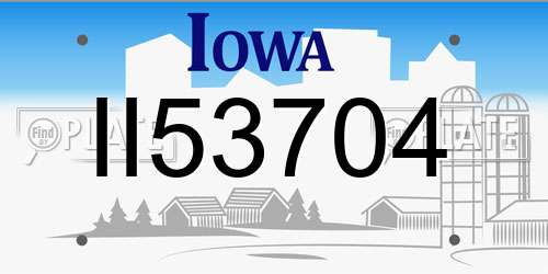 II53704 Iowa License Plate