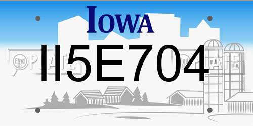 II5E704 Iowa License Plate