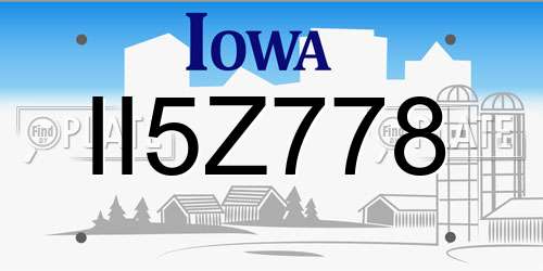 II5Z778 Iowa License Plate