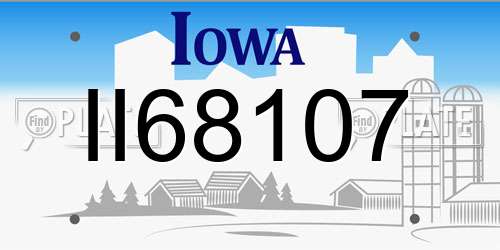 II68107 Iowa License Plate