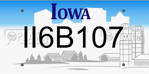 II6B107 Iowa License Plate