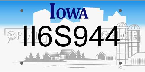 II6S944 Iowa License Plate