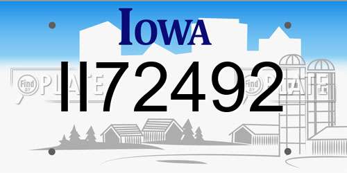 II72492 Iowa License Plate