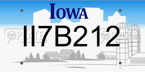 II7B212 Iowa License Plate