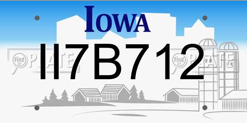 II7B712 Iowa License Plate