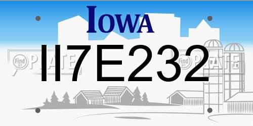 II7E232 Iowa License Plate