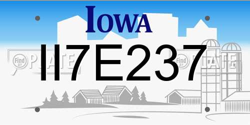 II7E237 Iowa License Plate