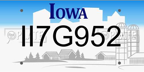 II7G952 Iowa License Plate