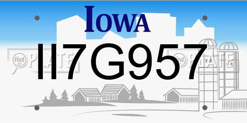 II7G957 Iowa License Plate